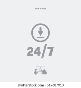 Steady download service 24/7 - Vector web icon
