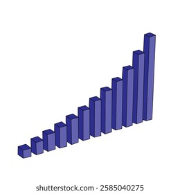 Steady growing bar graph. Vector illustration with dark purple color design. Bar graph isolated on white.
