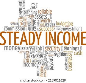 Steady Income conceptual vector illustration word cloud isolated on white background.
