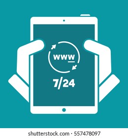 Steady internet services 24/7 - Vector web icon