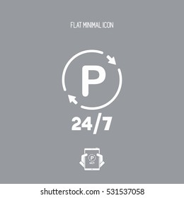 Steady parking service 24/7 - Vector web icon