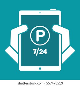 Steady parking service 24/7 - Vector web icon