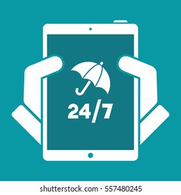 Steady protection services 24/7 - Vector web icon