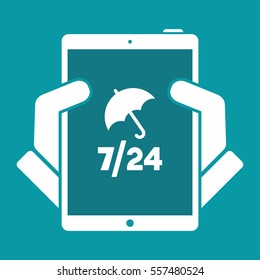 Steady protection services 24/7 - Vector web icon