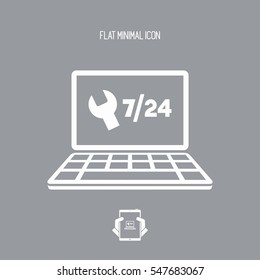 Steady services 24/7 - Vector flat icon
