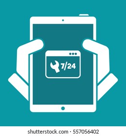 Steady services 24/7 - Vector flat icon
