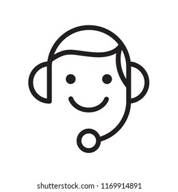 Steady Services or Call Center 24/7 with man line flat vector icon for mobile application, button and website design. Illustration isolated on white background. EPS 10 design, logo, app, infographic