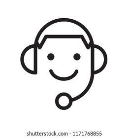 Steady Services or Call Center 24/7 with man line flat vector icon for mobile application, button and website design. Illustration isolated on white background. EPS 10 design, logo, app, infographic