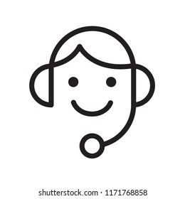 Steady Services or Call Center 24/7 with man line flat vector icon for mobile application, button and website design. Illustration isolated on white background. EPS 10 design, logo, app, infographic