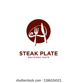 Steak bar logo. Restaurant logo design concept. Menu cuisine logo template