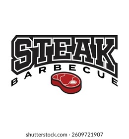 Steak barbecue house logo and label design vector template