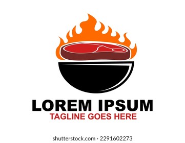Steak Barbecue Logo. Meat Symbol  icon vector Illustration