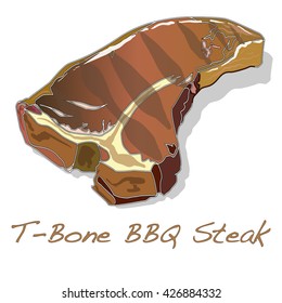 Steak BBQ vector isolated on white 