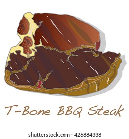 Steak BBQ vector isolated on white 