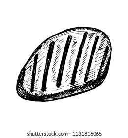 steak beef grilled meat vector sketch. isolated.
