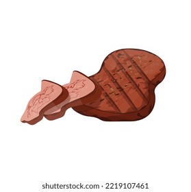 Steak of beef isolated. Meat slices isolated. Menu item. Flat vector illustration.