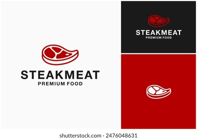 Steak Beef Meat Food Butcher Steakhouse Butchery BBQ Grill Vector Logo Design Illustration