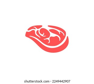 Steak, beef steak, steakhouse, chophouse, food and meal, graphic design. Grilling, grill, meat, barbecue and bbq, butchery shop, vector design and illustration