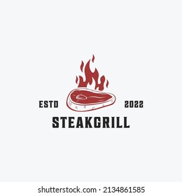 Steak beef vintage logo vector illustration. suitable for steak house, bistro, beef, restaurant logo template. vector beef logo element