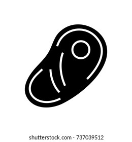 steak with bone icon, vector illustration, black sign on isolated background
