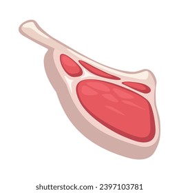 Steak with bone. Vector color vector illustration. Icon isolated on white background for poster, menu, brochure, web