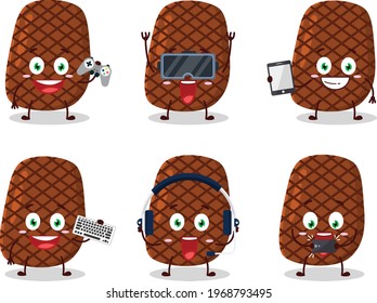 Steak cartoon character are playing games with various cute emoticons
