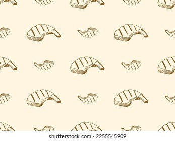 Steak cartoon character seamless pattern on orange background