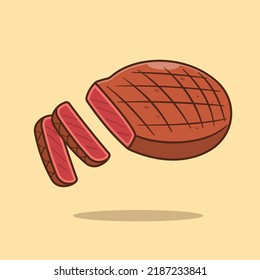 Steak cartoon vector icon illustration