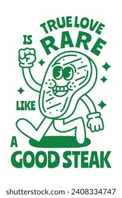 Steak character design for website, application, printing, document, poster, sticker design, etc.