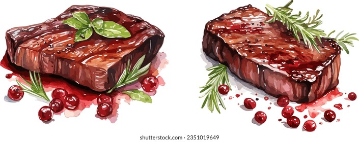 Steak clipart, isolated vector illustration.