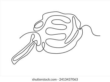 Dibujo de línea continua de acero. Una línea de arte de ternera, cerdo, carne de vacuno, carne de hueso.