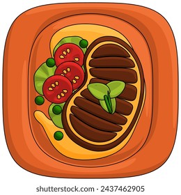 Steak element. Vector illustration with food theme. Editable vector element.