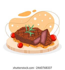 Steak element. Vector illustration with food theme. Editable vector element.