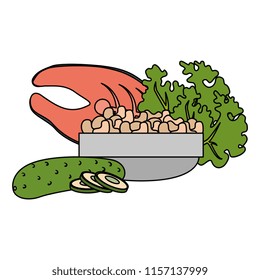 steak fish and vegetables