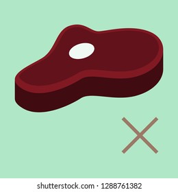 Steak flat icon isolated on background. Steak on the bone. Steak closeup