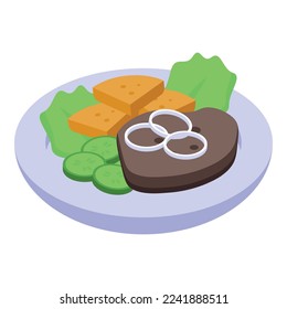 Steak food icon isometric vector. Cuisine menu. Sauce dinner