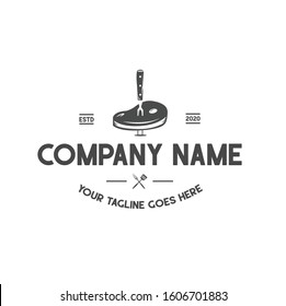 Steak and fork design logo. Can be used for grill companies