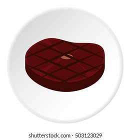 Steak fried on grill icon. Flat illustration of steak fried on grill vector icon for web