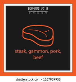 steak, gammon, pork, beef  vector icon