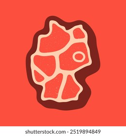 Logotipo do mapa de Steak Germany. Ilustração de logotipo de pratos de carne preta e vermelha retro vetor. Grade gráfica etiqueta de churrasco, emblema, símbolo. Crachá de restaurante de carne bovina premium