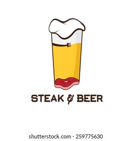 steak and glass of beer vector design template
