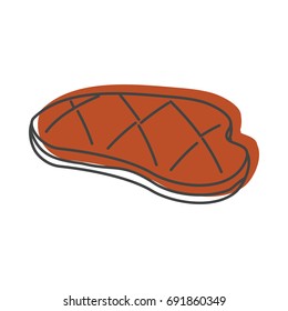 Steak grill in doodle style isolated on white background barbecue object for summer party barbecue design and web vector illustration
