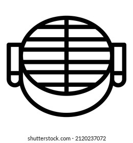 Vector de contorno de icono de grill de acero. Carne de fuego. Cocina