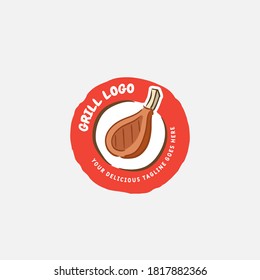 Steak Grill Logo design template. Badges and design elements for BBQ. vector illustration.