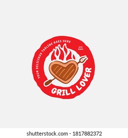 Steak Grill Logo design template. Badges and design elements for BBQ. vector illustration.