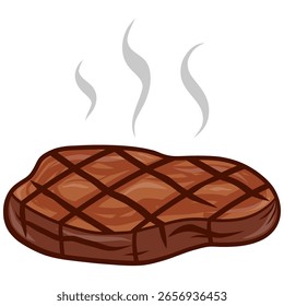 Steak Grilled Meat Barbecue Vector Illustration