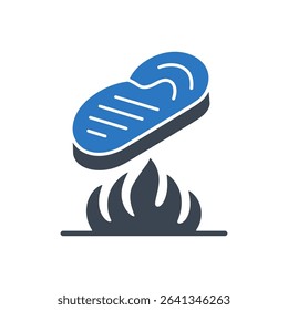 Steak grilling over flames icon