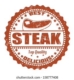 Steak grunge rubber stamp on white, vector illustration