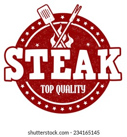 Steak grunge rubber stamp on white background, vector illustration
