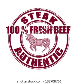 steak grunge stamp with on vector illustration
